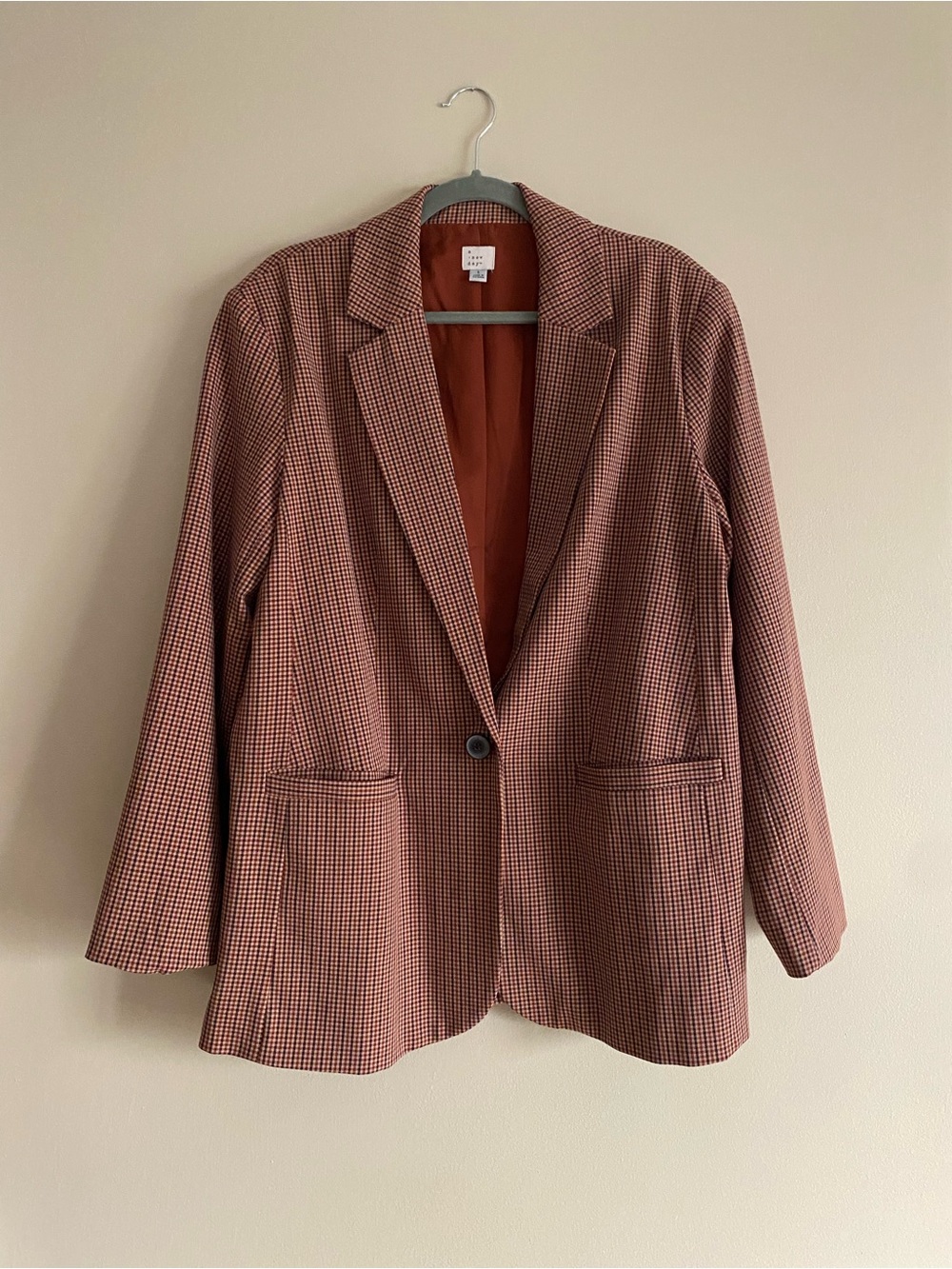 a new day Rust Houndstooth Single-Button Blazer